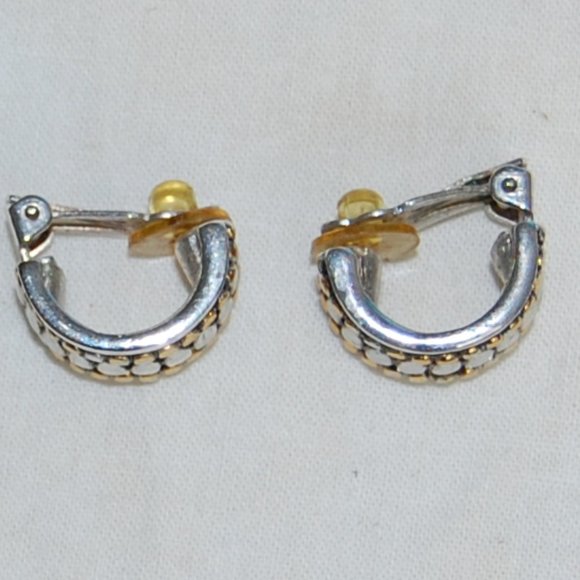 Small SiIver/Gold 1/2 Circle  Clip Earrings - Picture 5 of 11